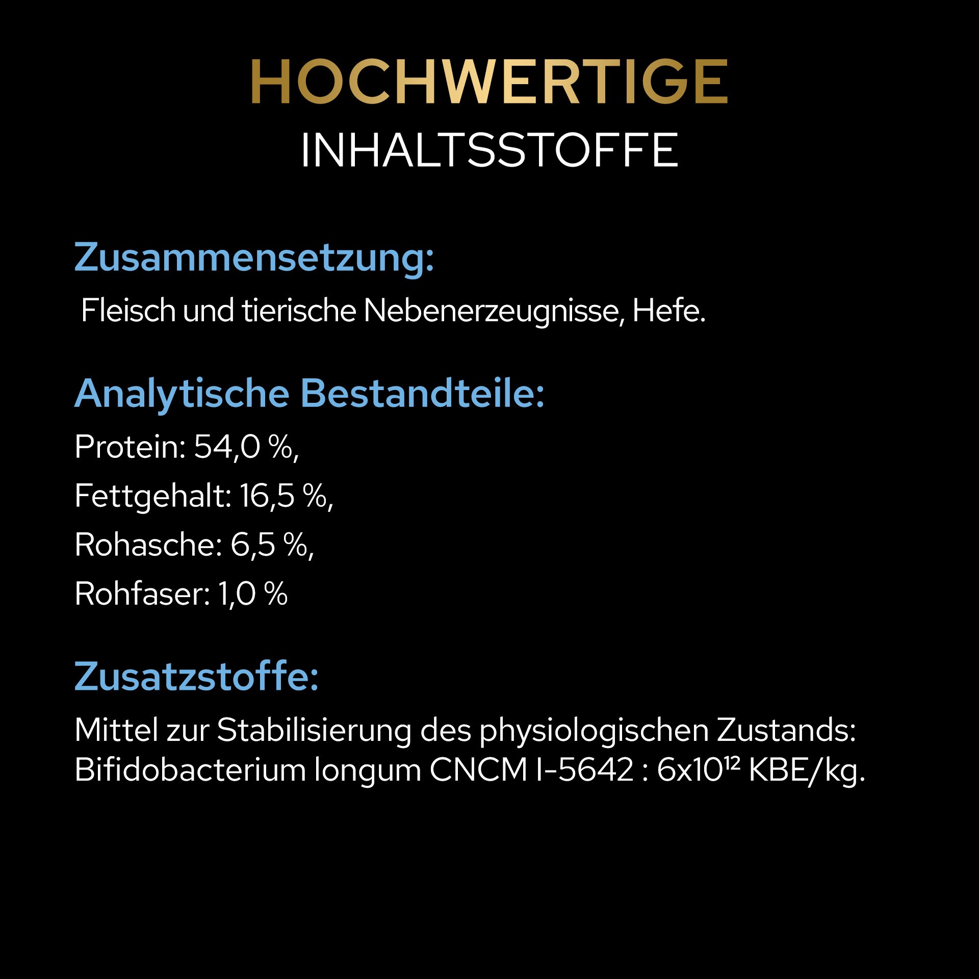 Zusammensetzung, Analytische Bestandteile, Zusatzstoffe, Fleisch, Hefe