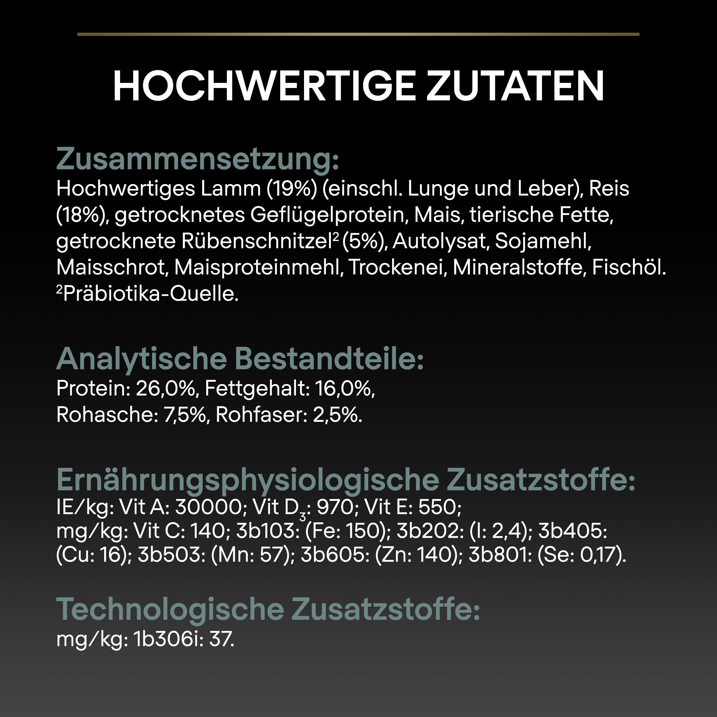 PUPRPNDDAdvSeMeLa22IngLPARDE Zutatenliste von Medium Adult Sensitive Digestion Trockenfutter