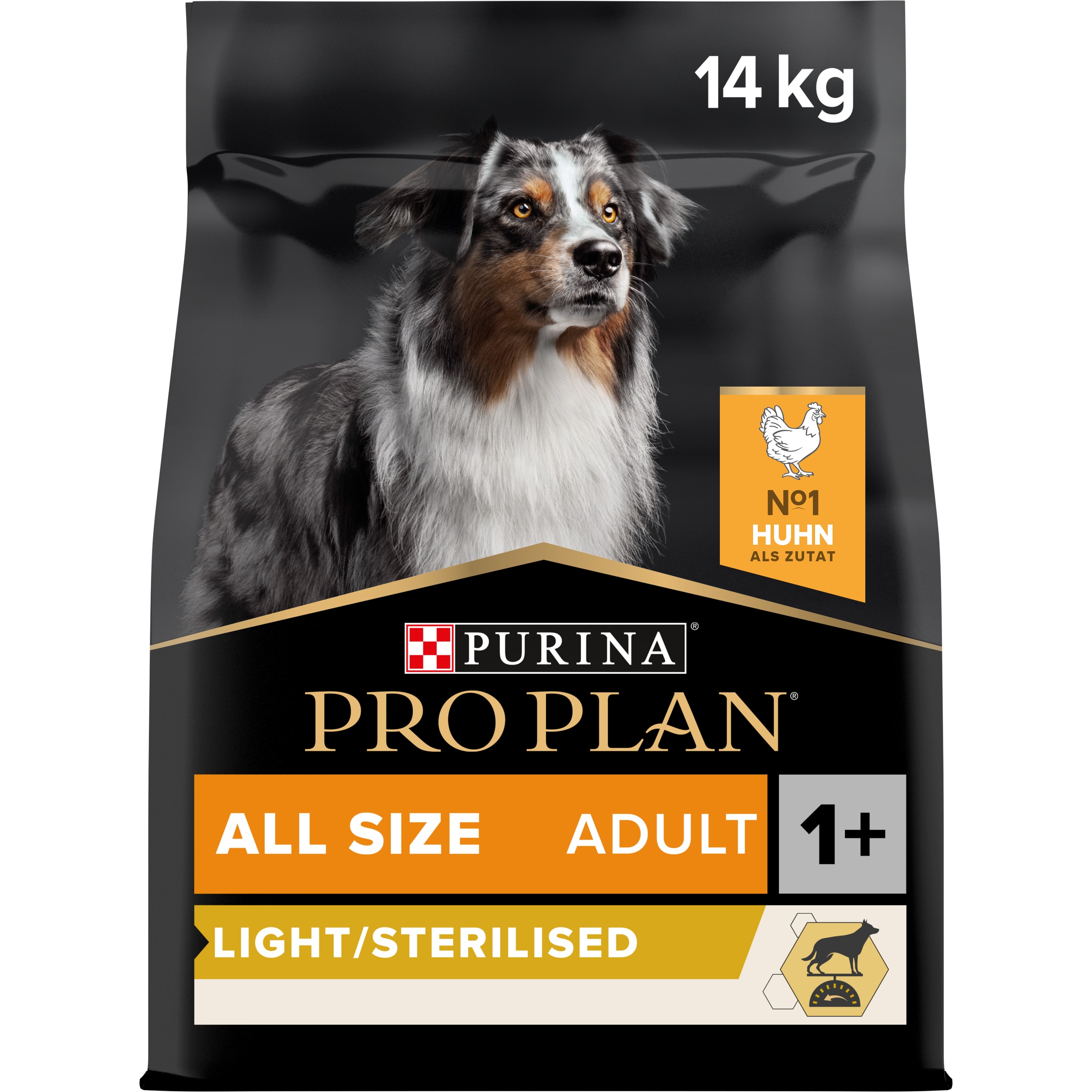 Allsize Adult Light/Sterilised, Trockenfutter für Hunde aller Größen, reich an Huhn, 14kg Allsize Adult light/sterilised Trockenfutter Packung