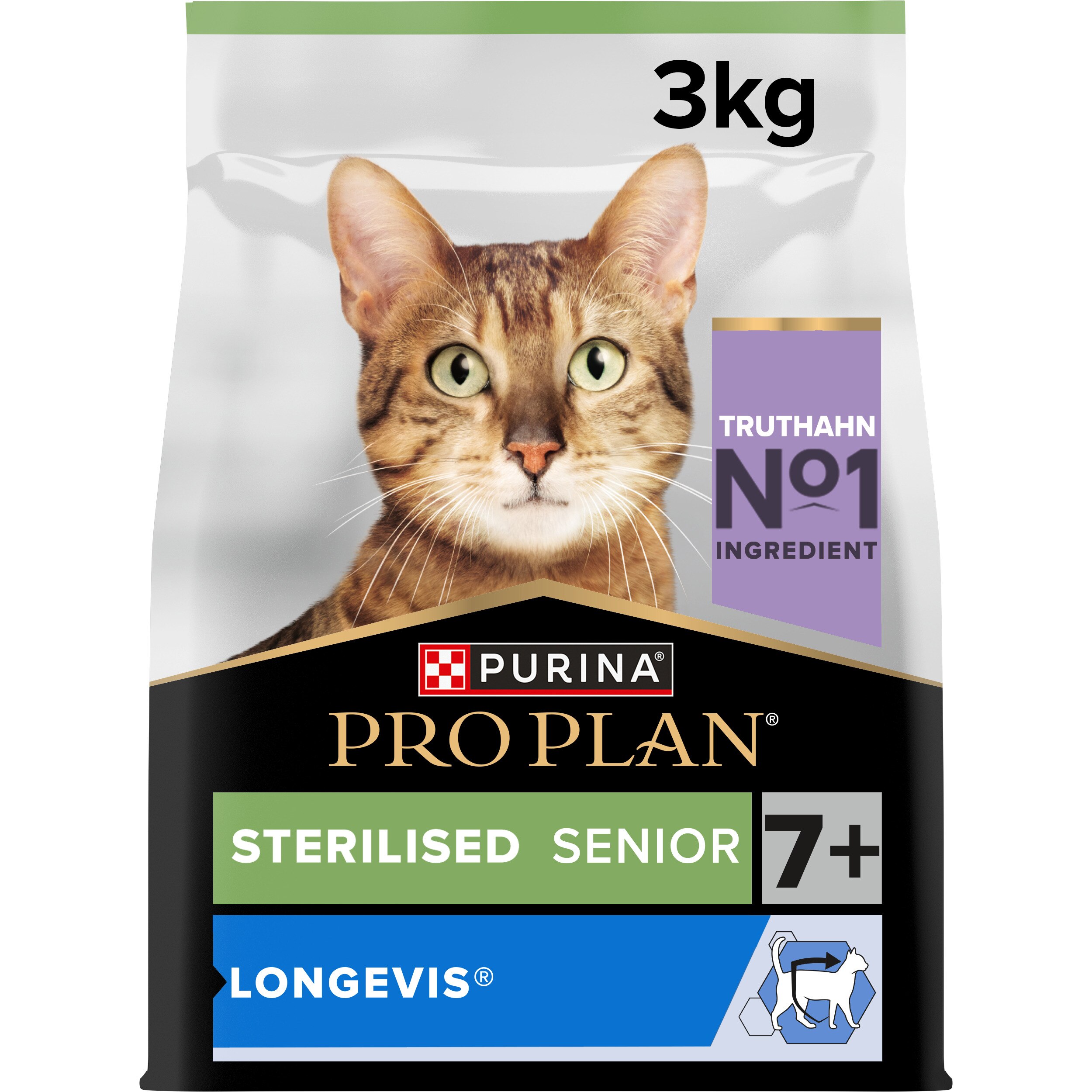Sterilised Senior 7+LONGEVIS, Trockenfutter für kastrierte Seniorkatzen, reich an Truthahn, 3kg