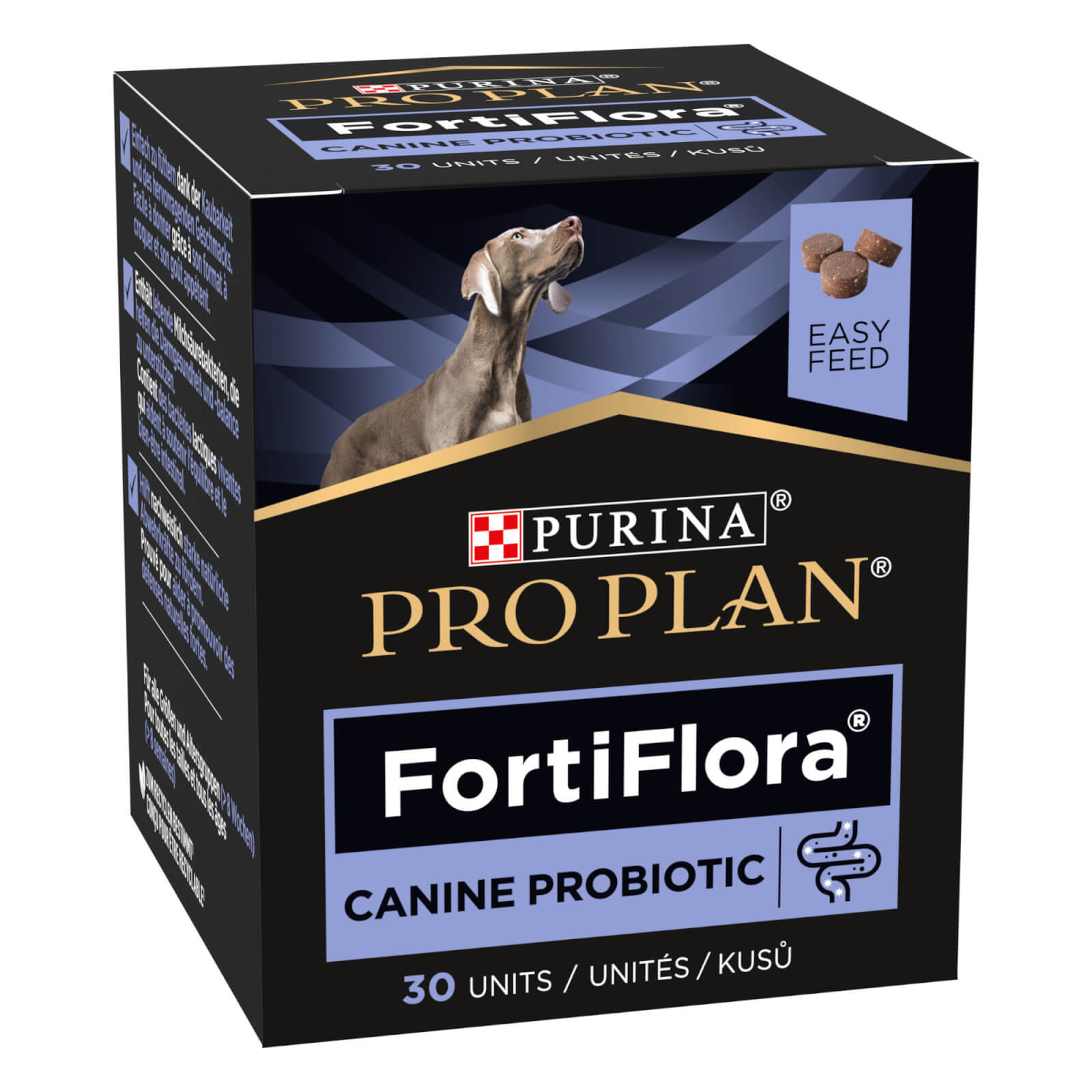 FortiFlora Chews, Ergänzungsfuttermittel für Hunde zur Unterstützung der Darmgesundheit, 30 Kautabletten FortiFlora Chews PackShot