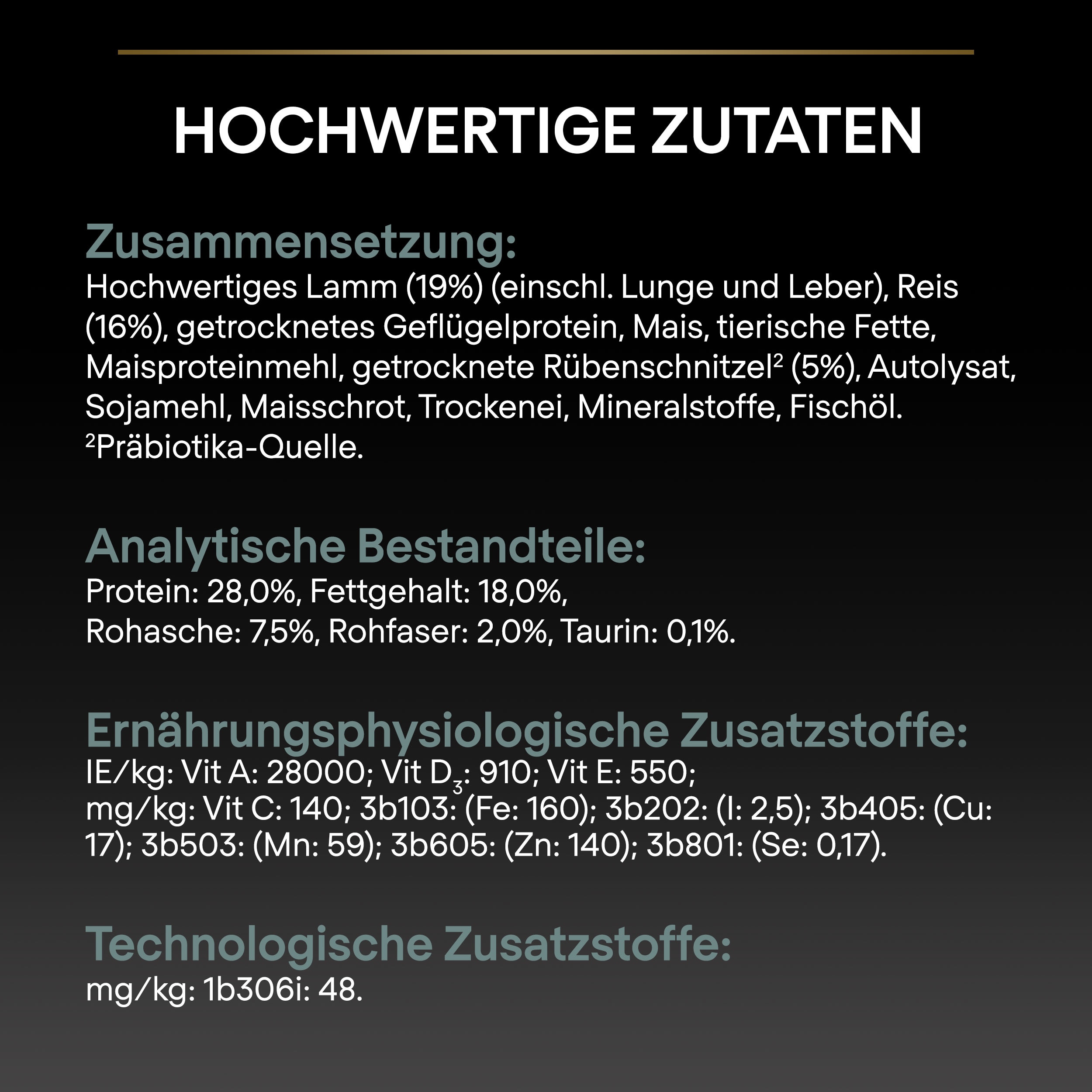 PUPRPNDDAdvSeLaLa22IngL1PARDE Zutatenliste von Large Athletic Sensitive Digestion Trockenfutter