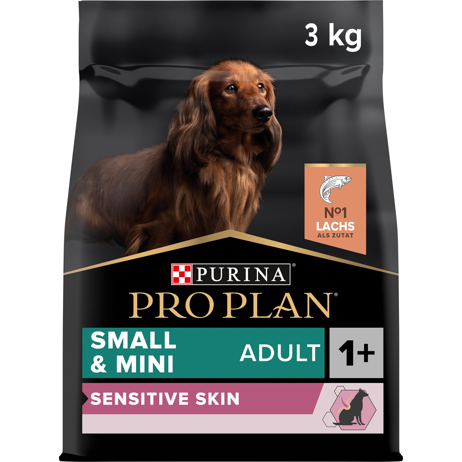 Small & Mini Adult Sensitive Skin, Trockenfutter für sehr kleine & kleine Hunde mit sensibler Haut, reich an Lachs 3kg